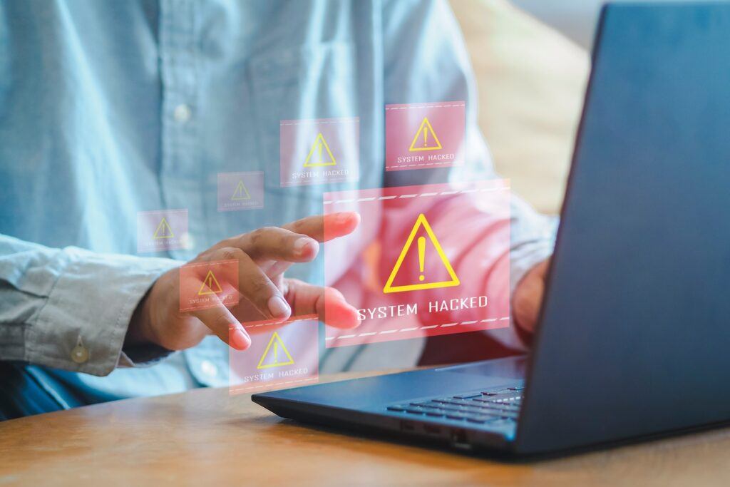 computer with a virus, computer virus