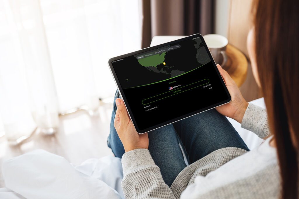 IPVanish app on iOS tablet