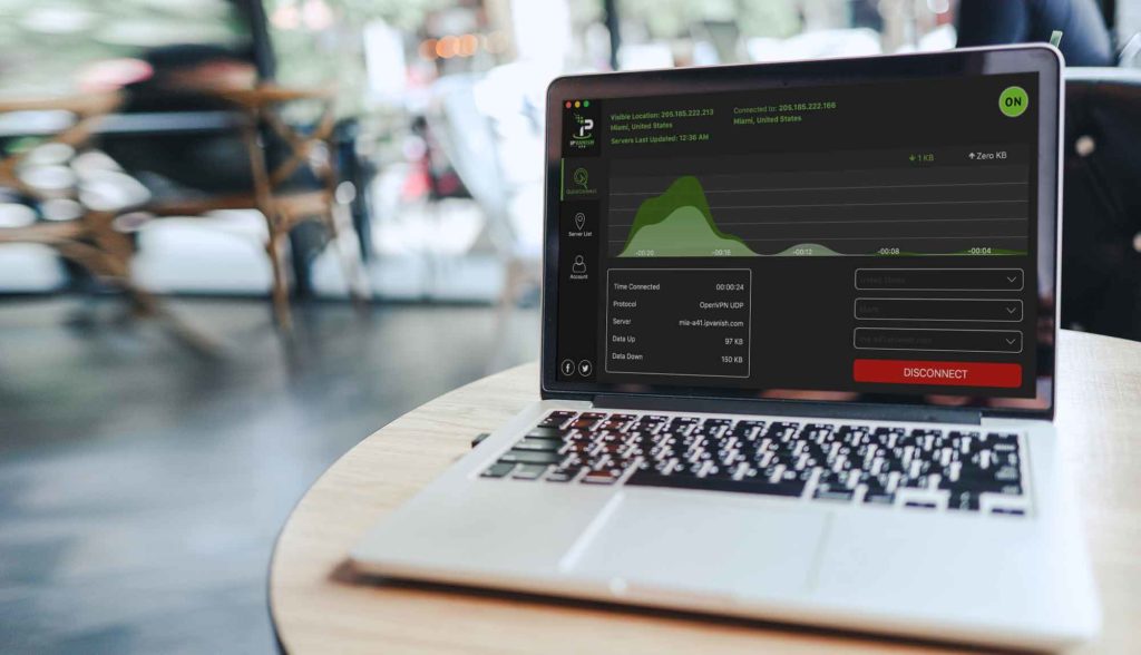 IPVanish app on laptop