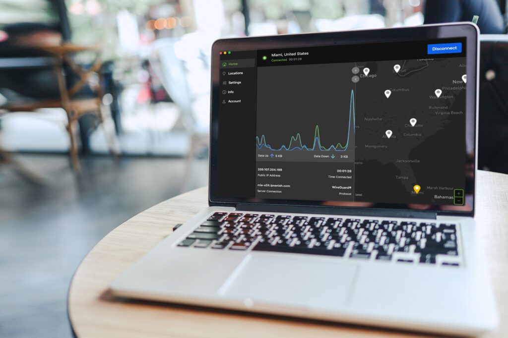 IPVanish app on Mac Laptop