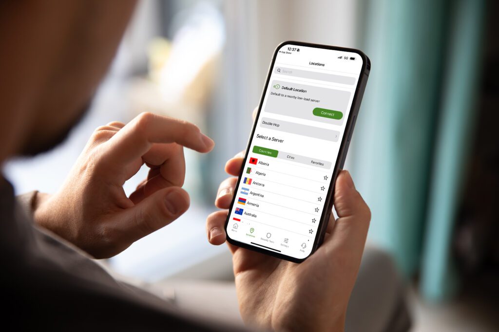 IPVanish app on iOS tablet