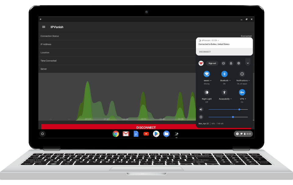 IPVanish app on Chrome OS