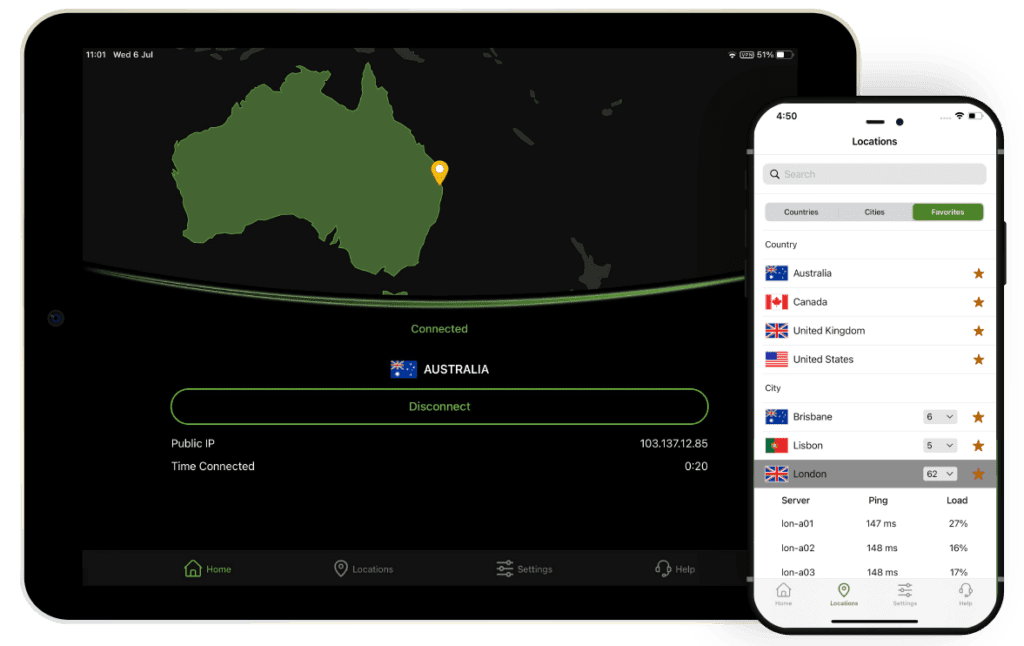 IPVanish app on iOS devices