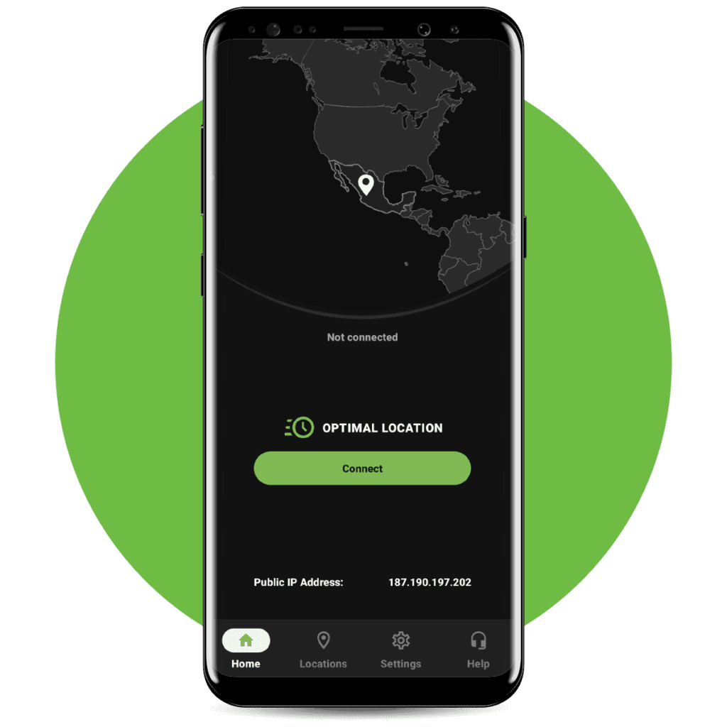 IPVanish app on mobile