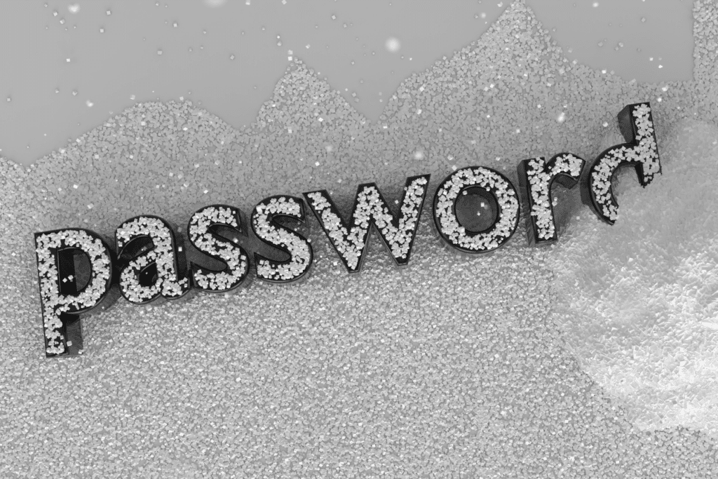 The word 'password' is written out and covered in salt to display password salting