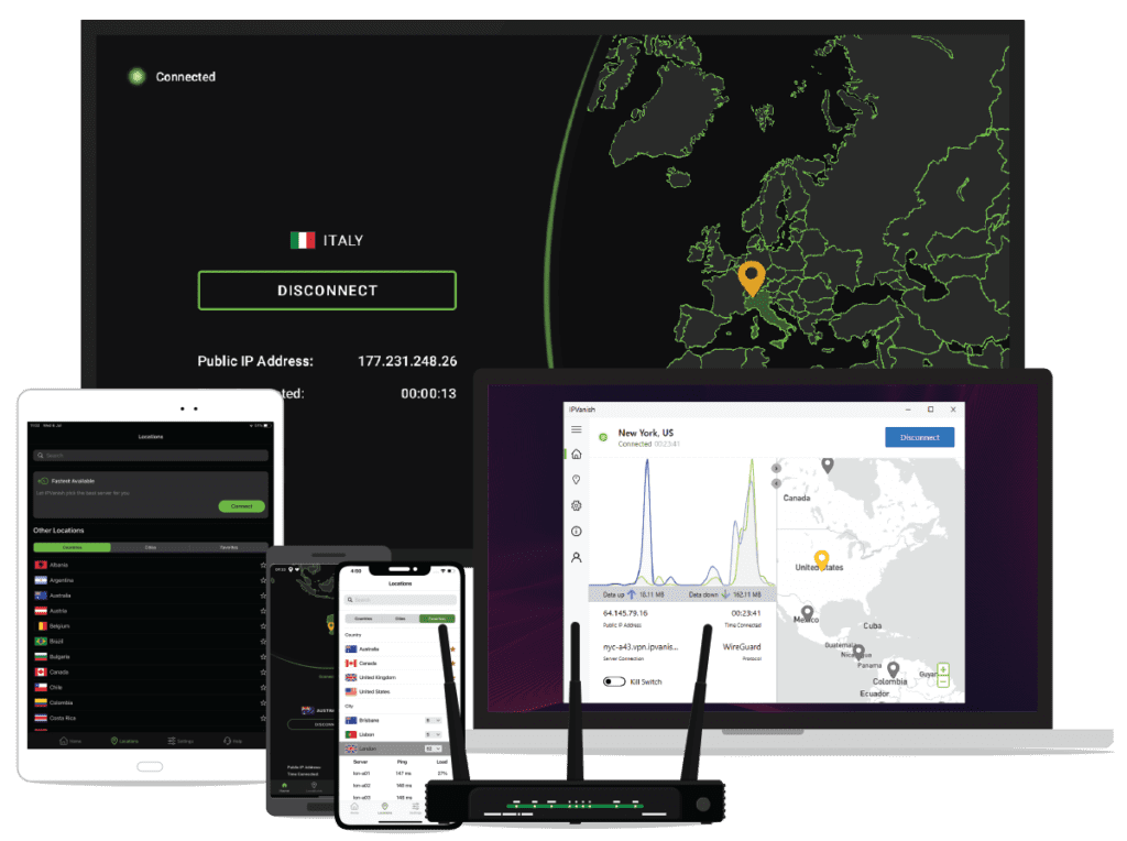 IPVanish app on devices