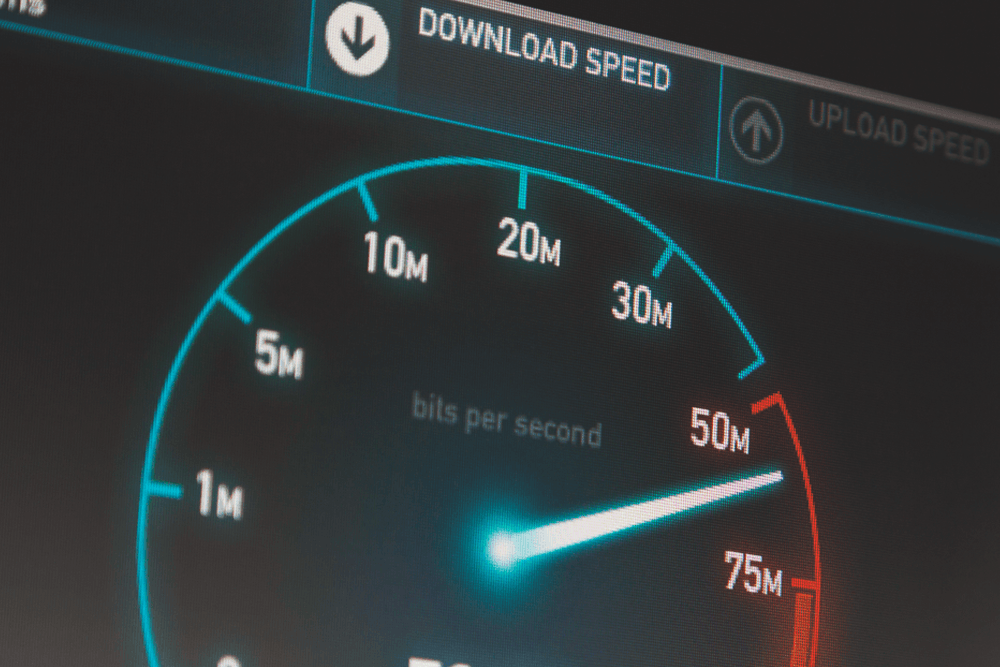 Speedometer displaying Internet connection speed