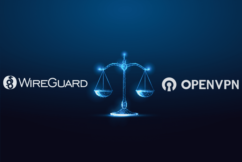 An illustration of a scale compares WireGuard vs OpenVPN
