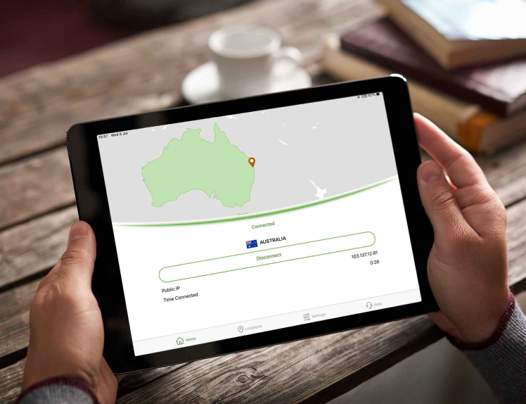 IPVanish app locations on mobile tablet