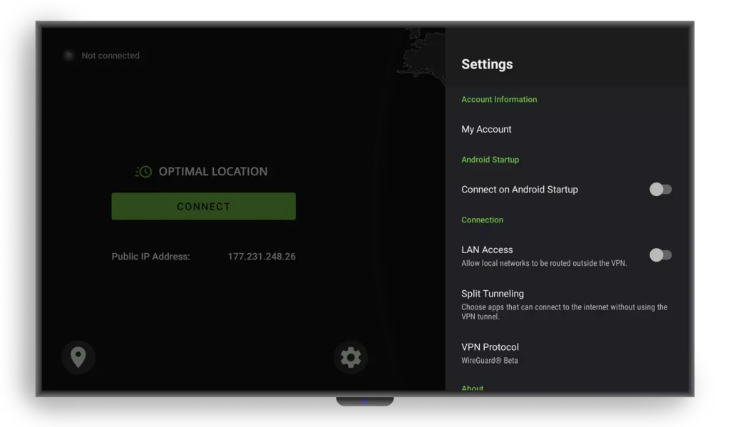 IPVanish app on Nokia Streaming Box