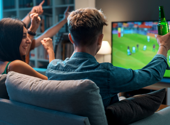 People watching sports on TV