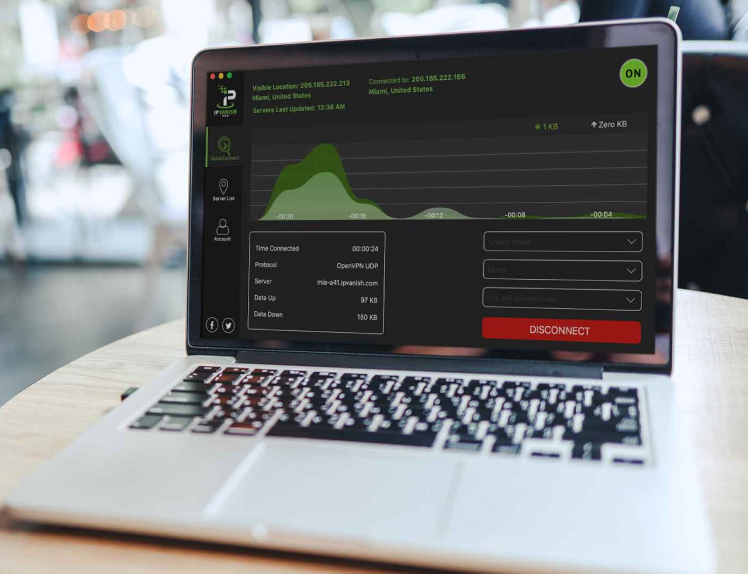 IPVanish app on laptop