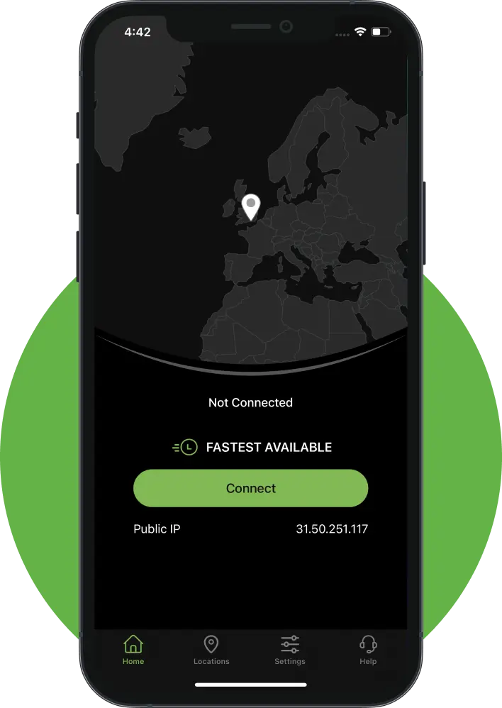 IPVanish app on mobile